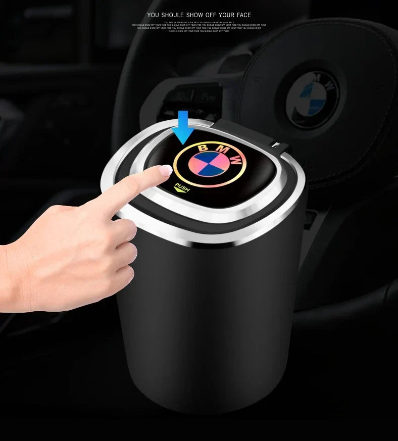 Portable Smokeless Car Ashtray with Lid, Removable Stainless Steel Inner Liner