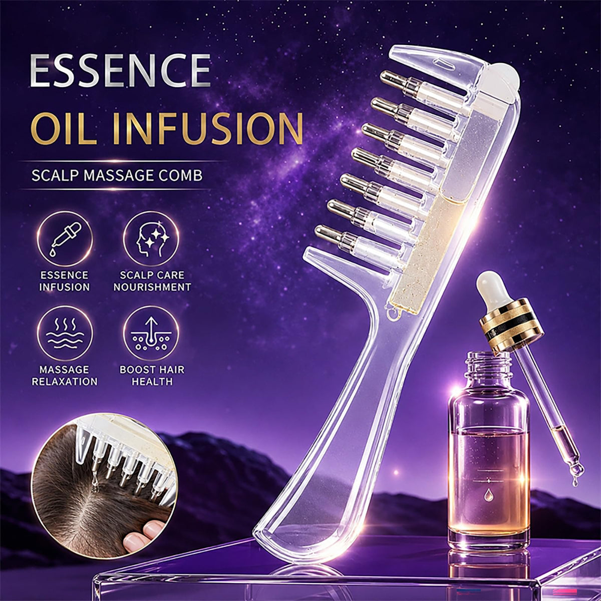 Scalp Essential Oil Comb, Hair Care Serum Applicator, Minoxidil Applicator