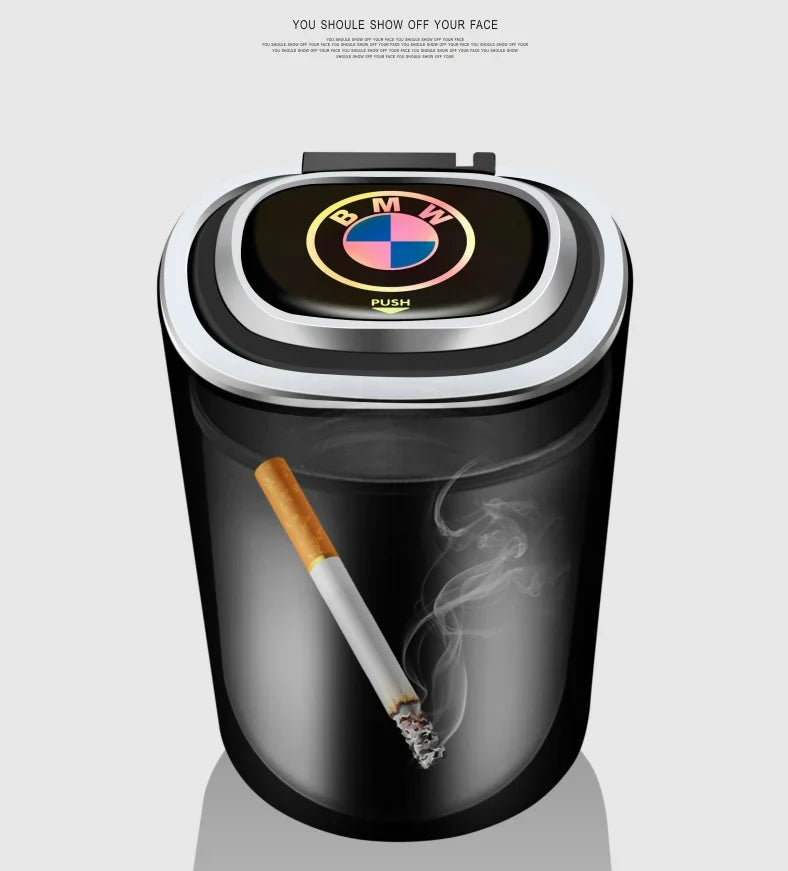 Portable Smokeless Car Ashtray with Lid, Removable Stainless Steel Inner Liner