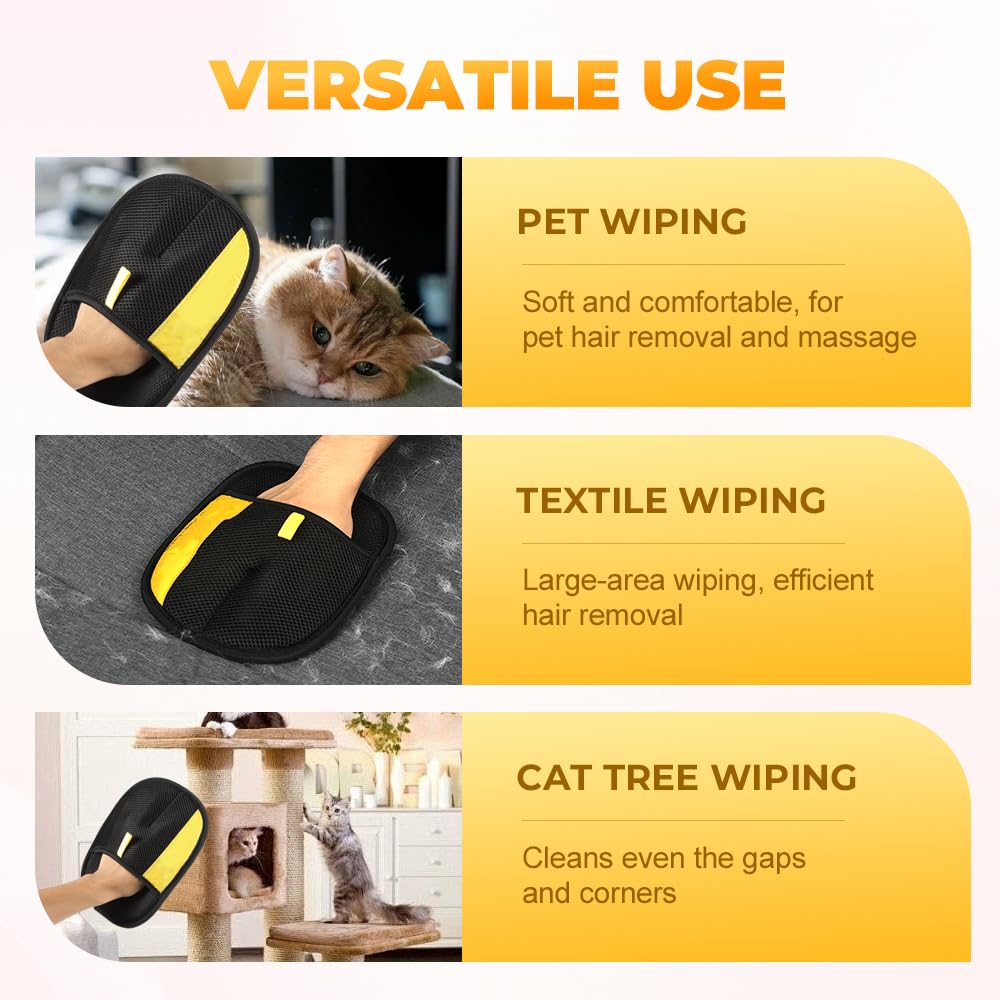Pet Hair Removal Glove for Cats & Dogs, Washable Reusable Animal Fur Removal Tool