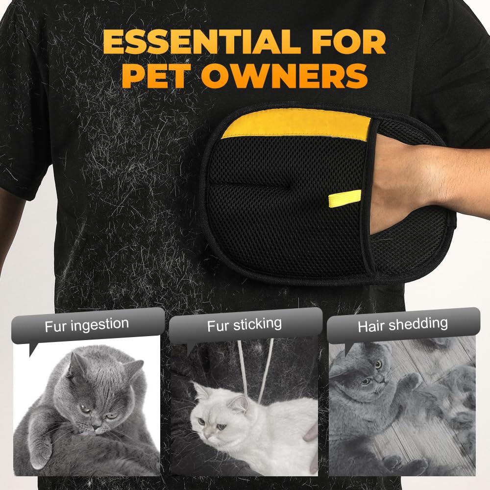 Pet Hair Removal Glove for Cats & Dogs, Washable Reusable Animal Fur Removal Tool