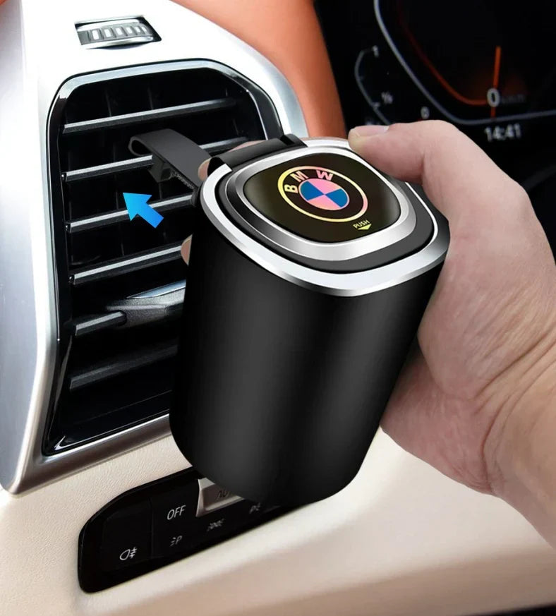 Portable Smokeless Car Ashtray with Lid, Removable Stainless Steel Inner Liner
