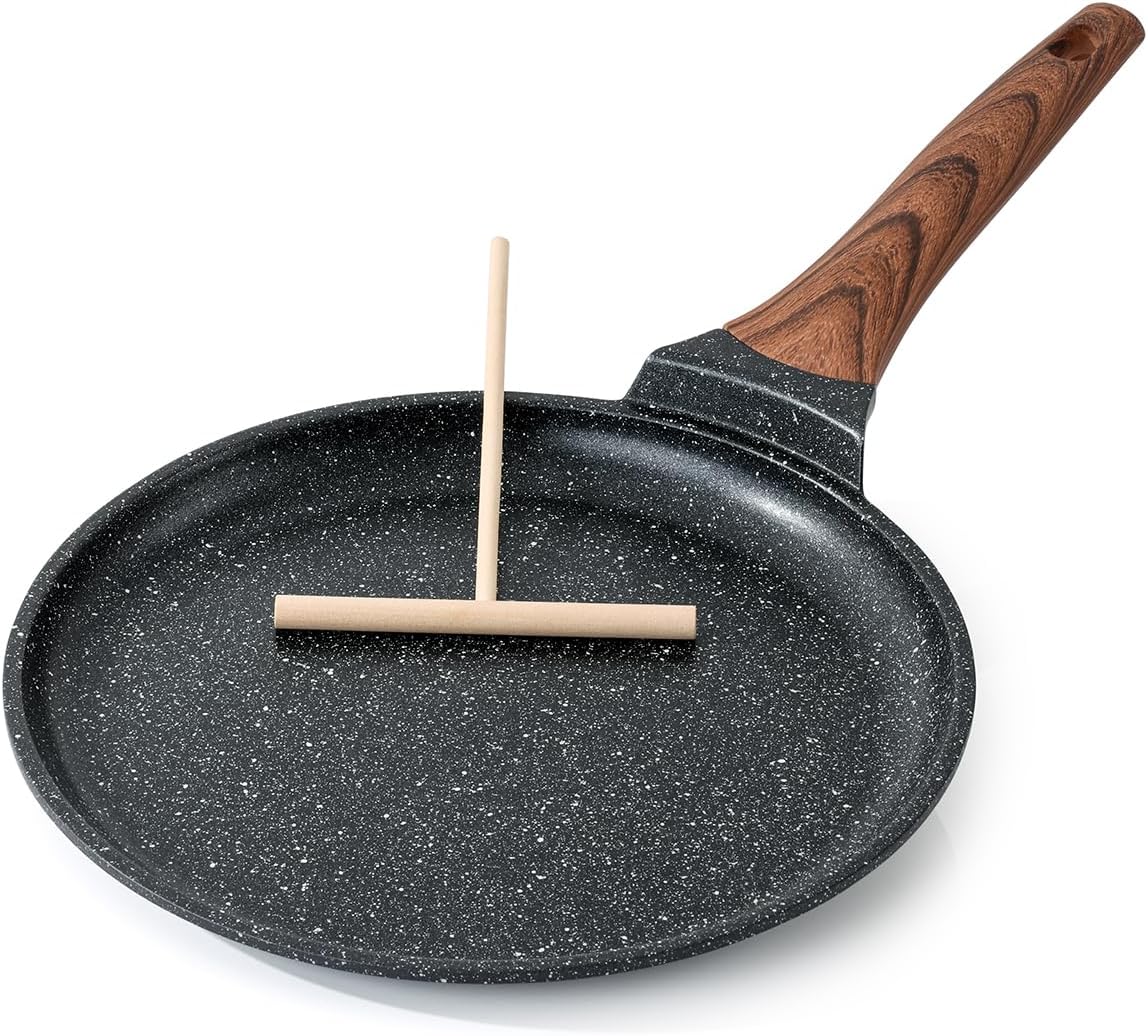 12 Inch Dosa Pan with Spreader, Granite Coating Comales Para Tortillas Pancake Pan