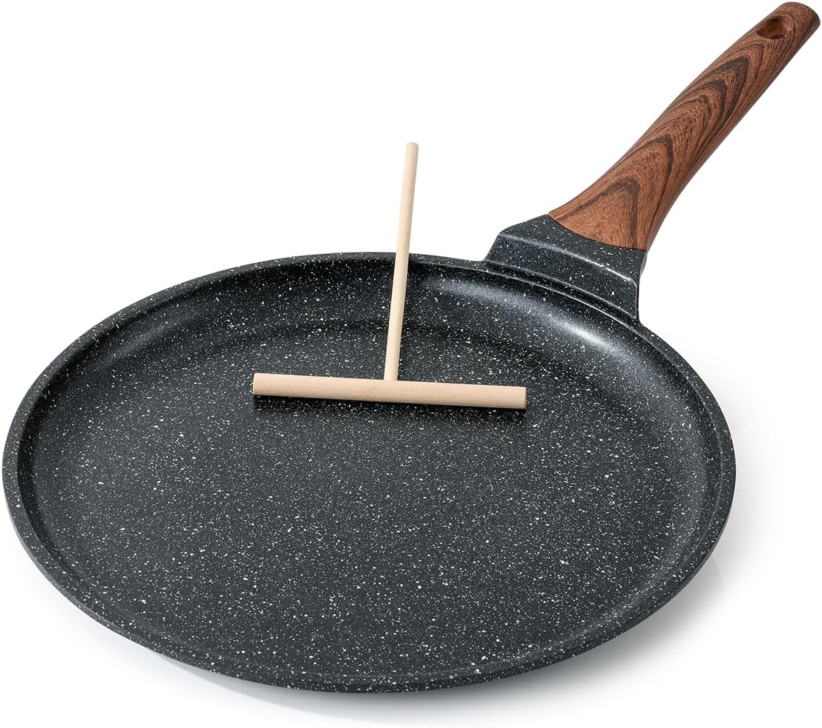 12 Inch Dosa Pan with Spreader, Granite Coating Comales Para Tortillas Pancake Pan
