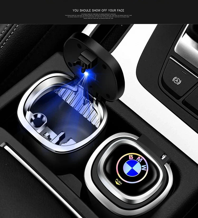 Portable Smokeless Car Ashtray with Lid, Removable Stainless Steel Inner Liner