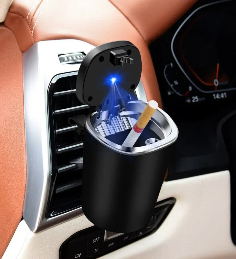 Portable Smokeless Car Ashtray with Lid, Removable Stainless Steel Inner Liner